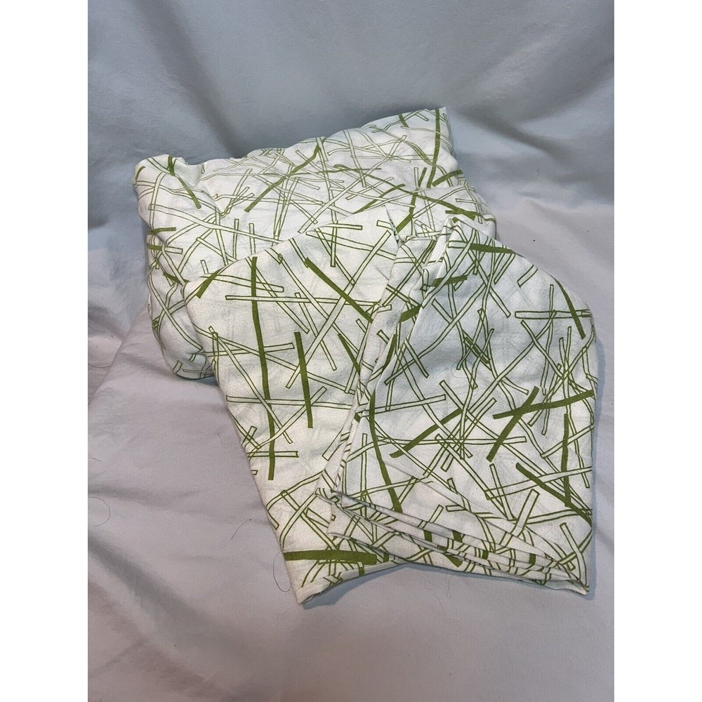 Ikea Green White Duvet Cover & Pillow cases Bamboo Print Queen Size